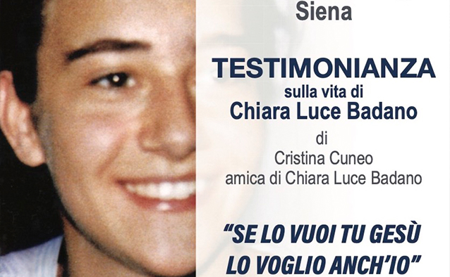 Siena 27 gennaio Testimonianza su Chiara Badano